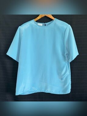 Koret Vintage Turquoise Blue Blouse Medium Minimalist Basic Layering Top Shirt